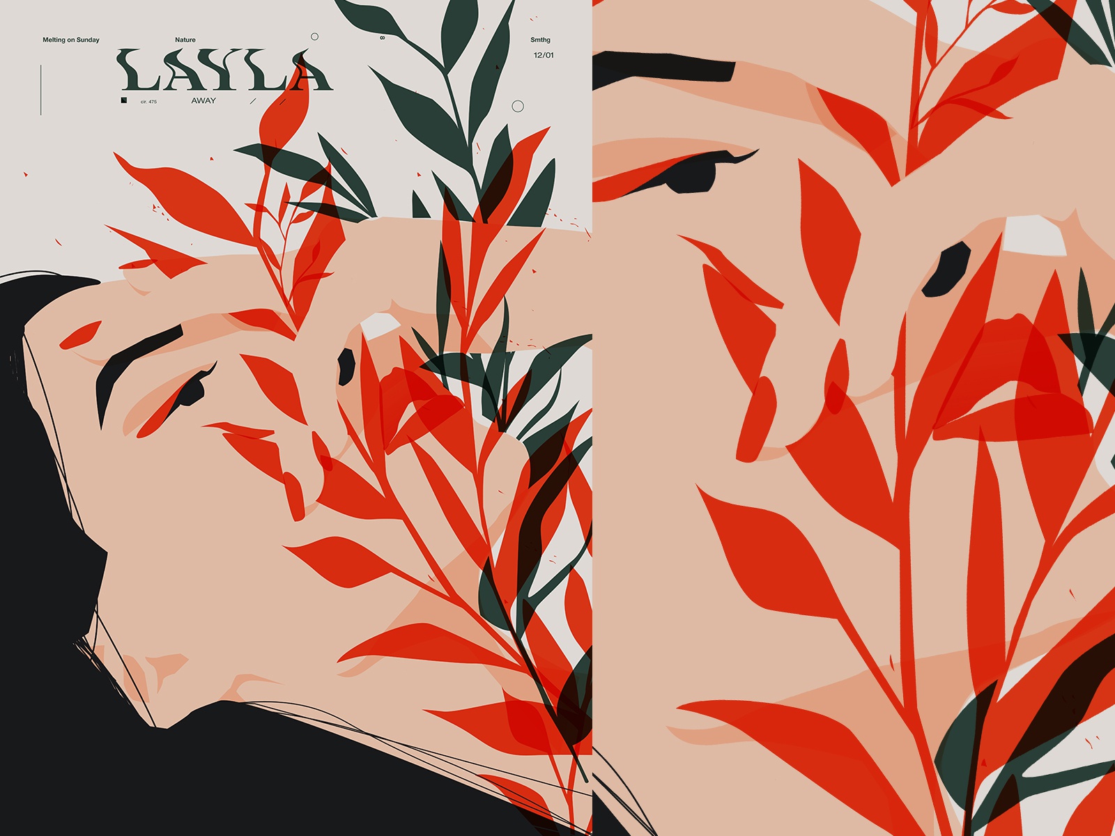 Melting on Sunday hand melting portrait girl illustration floral poste.jpg