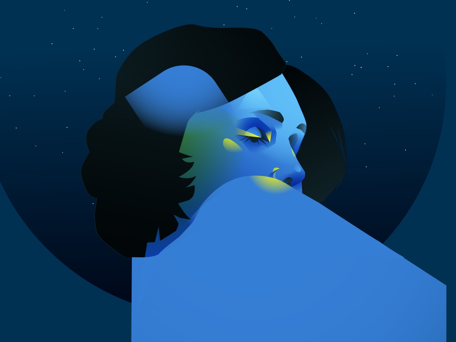 Midnight swim stars space blue girl portrait girl illustration girl wo.jpg