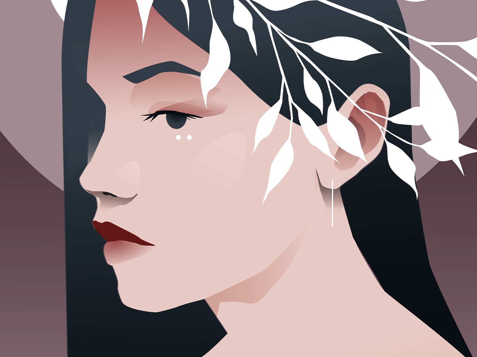 Minimal portrait girl illustration girl mellow look leaves floral port.jpg