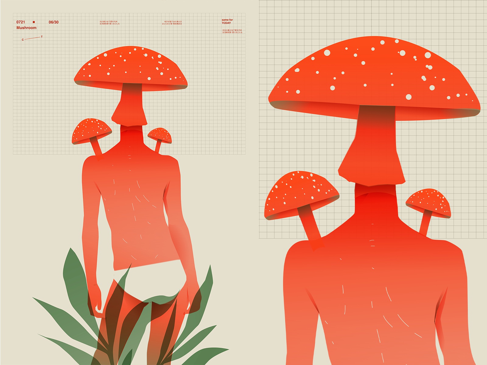 Mushroom head mushroom figure poster art lines poster laconic illustra.jpg