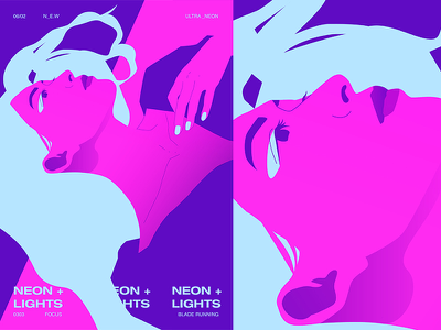 Neon Lights ultraviolet neon girl grid layout fragment poster art post.webp