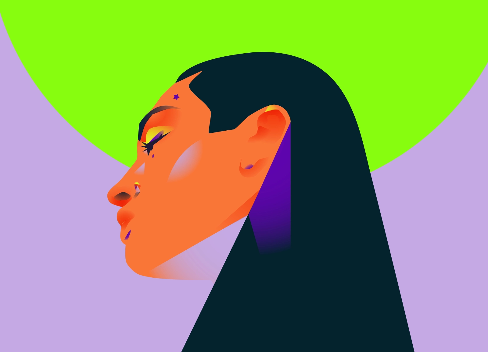 Neon portait woman portrait woman illustration woman colorful neon por.webp