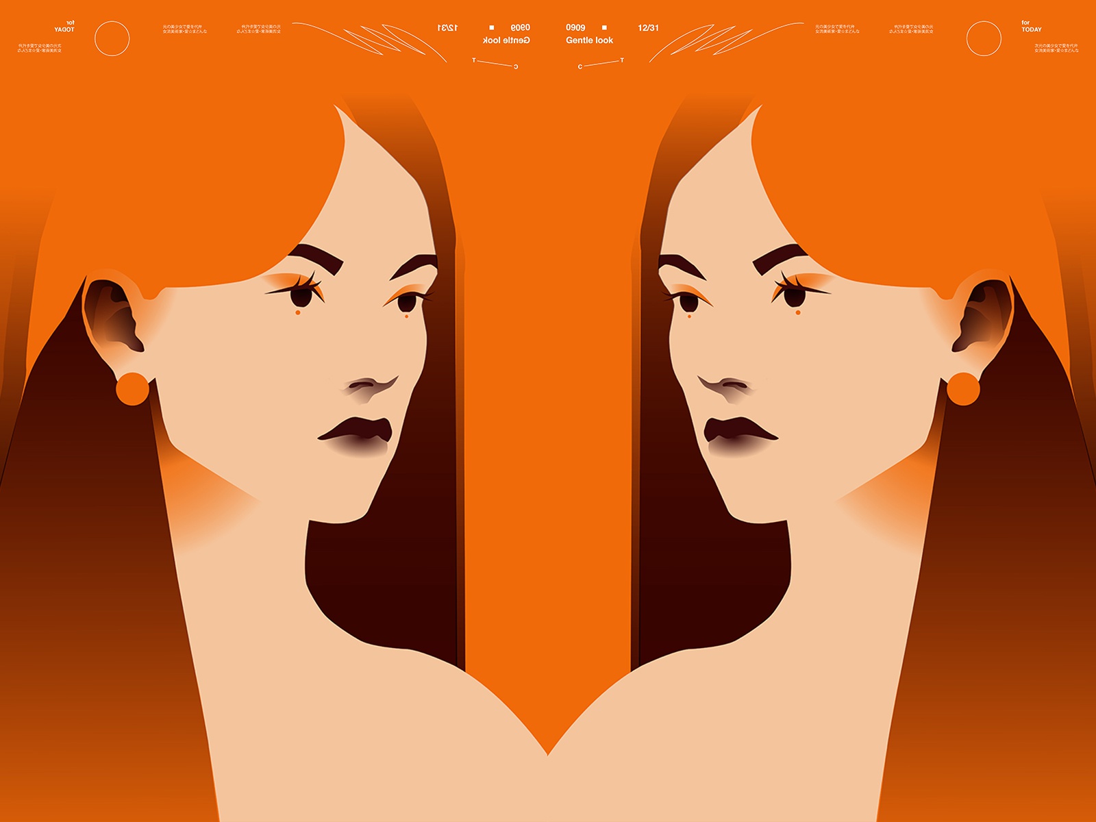 New years portrait orange woman illustration woman vector portrait gir.jpg