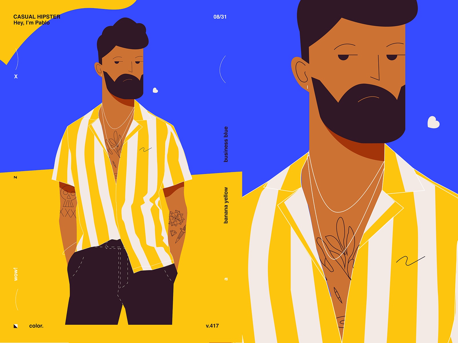 Pablo lines poster art layout vector hipster character illustration ch.jpg
