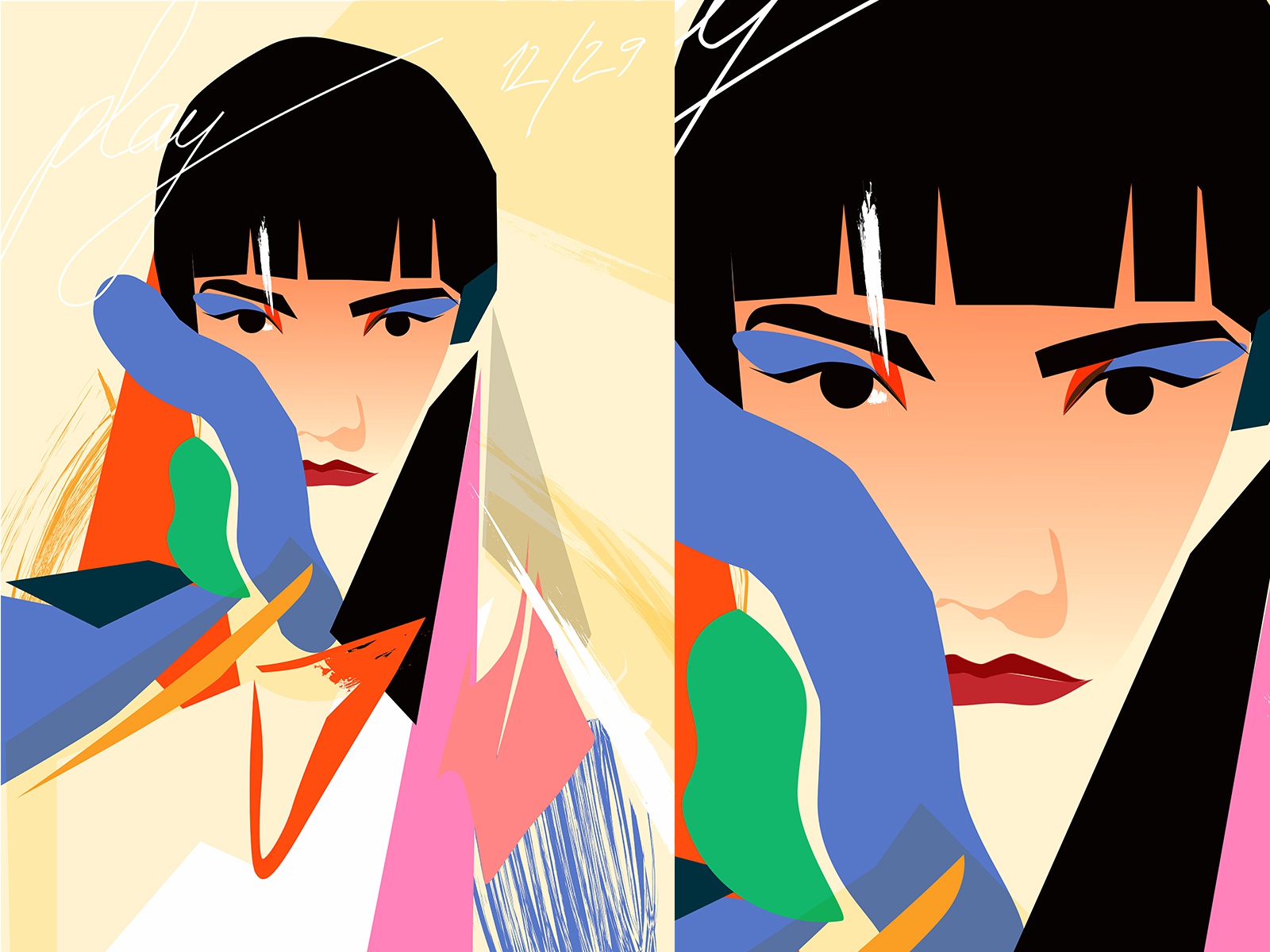 Play lettering brushes girl illustration girl portrait forms lines pos.jpg
