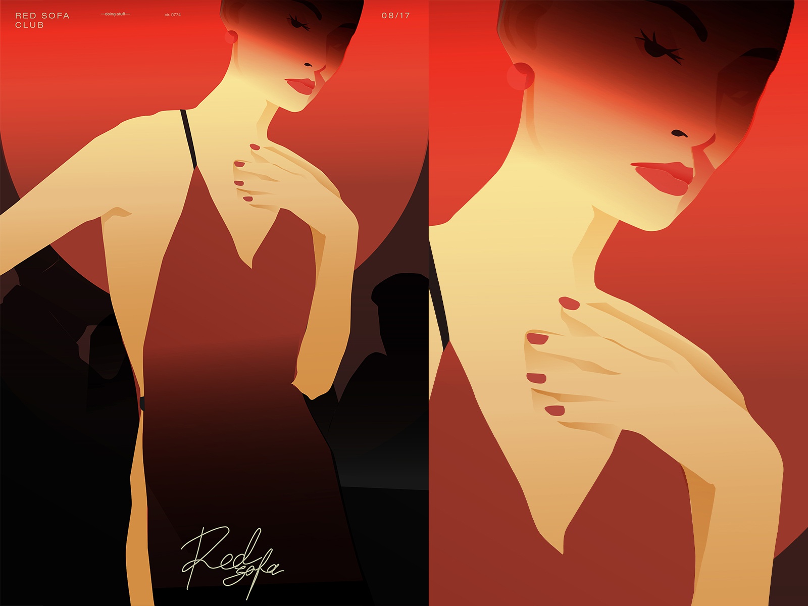 Red Sofa Club lounge bar nightclub girl illustration woman portrait gi.jpg