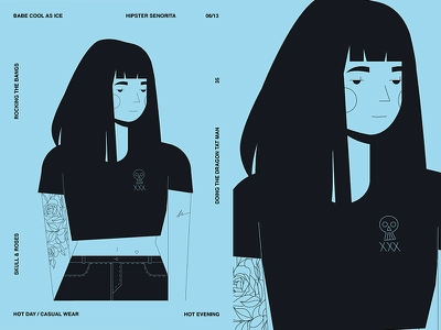 Rocking Bangs girl illustration girl character tattoo girl layout frag.webp