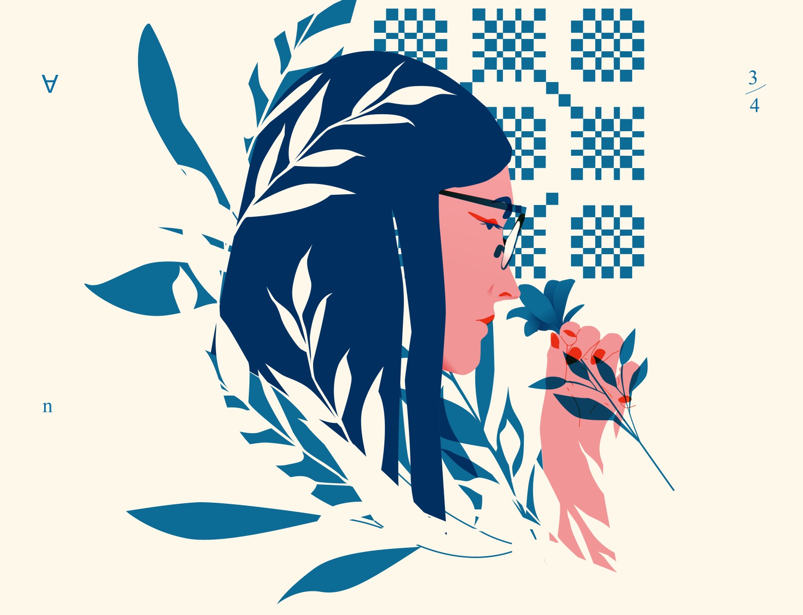 Roots floral pattern floral background floral girl portrait woman illu.jpg