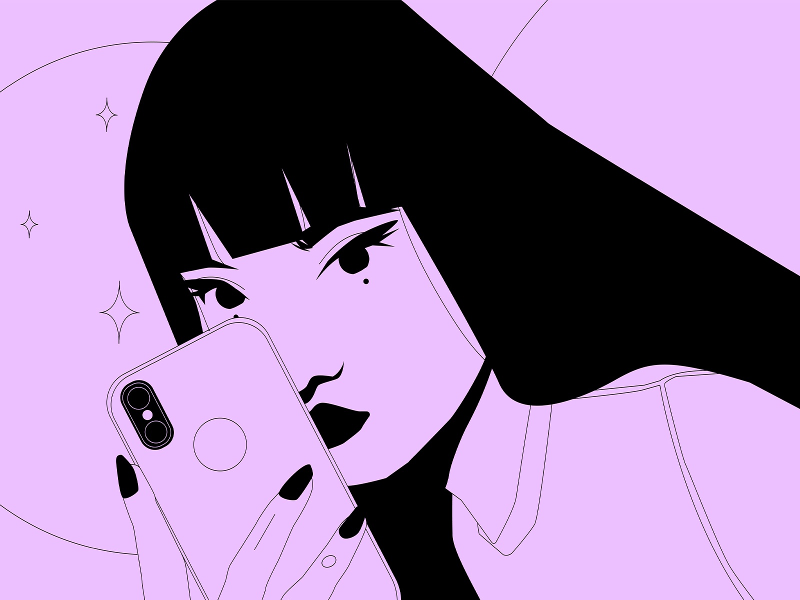 Selfie mobile girl portrait beauty girl illustration selfie poster art.jpg