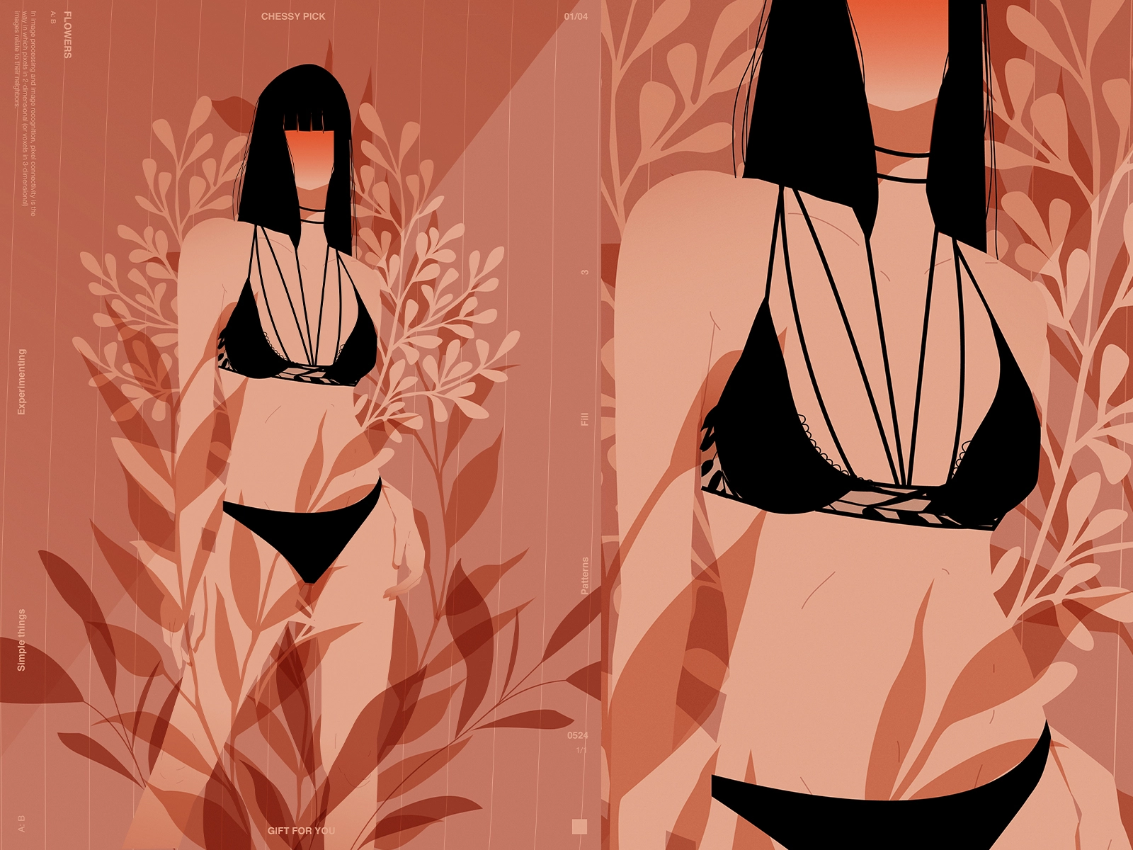 Something vector floral pattern sexy erotic lingerie nude poster illus.webp