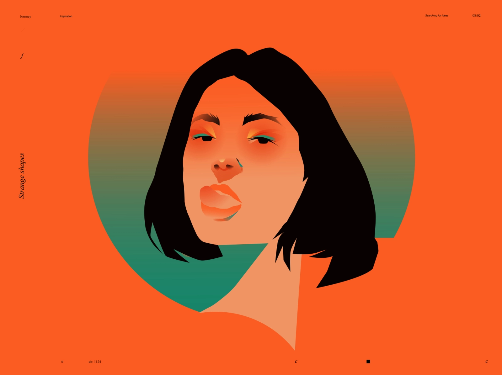 Strange shapes layout bloom fire tongue woman illustration girl illust.webp