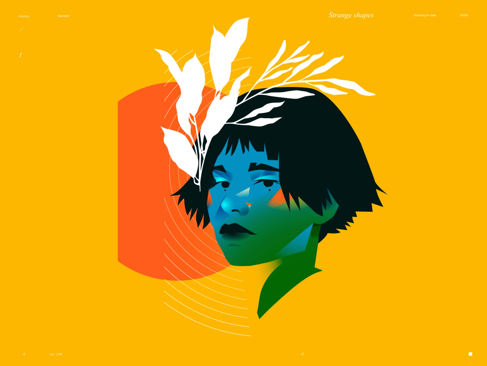 Strange portrait strange colors girl portrait girl illustration floral.webp