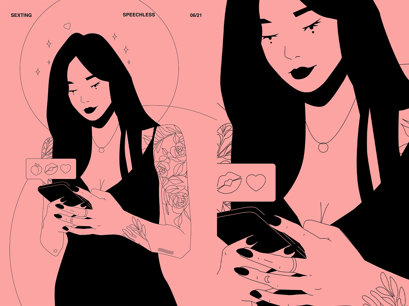 Texting characterdesign instagram babe tattoo girl illustration girl c.jpg