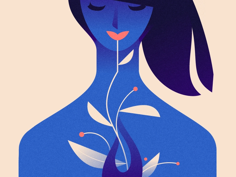 I miss your smiles plant mouth hair flower vector color girl woman ill.webp