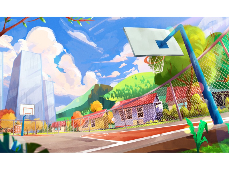 Basketball Scene street house tree paint color landscape environment s.jpg