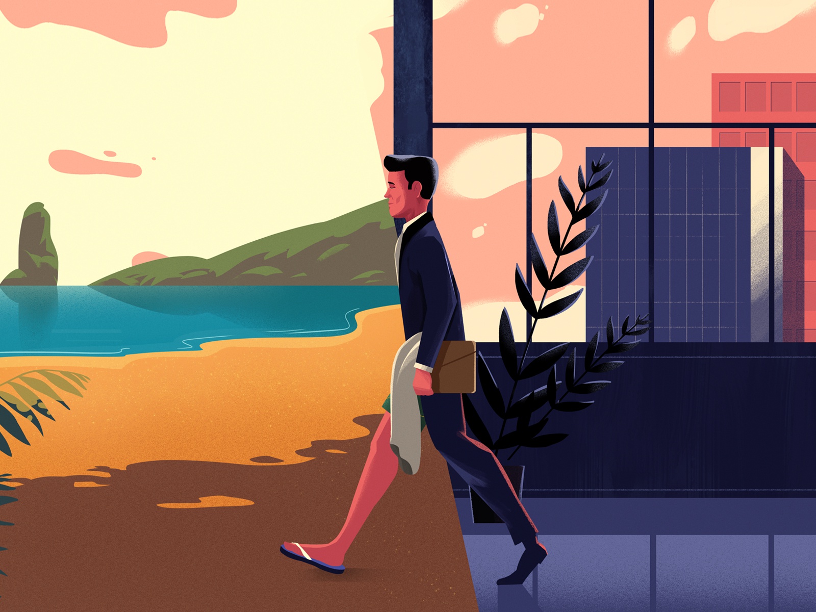 Busines -Holiday employee fun sun sea beach office character design co.jpg