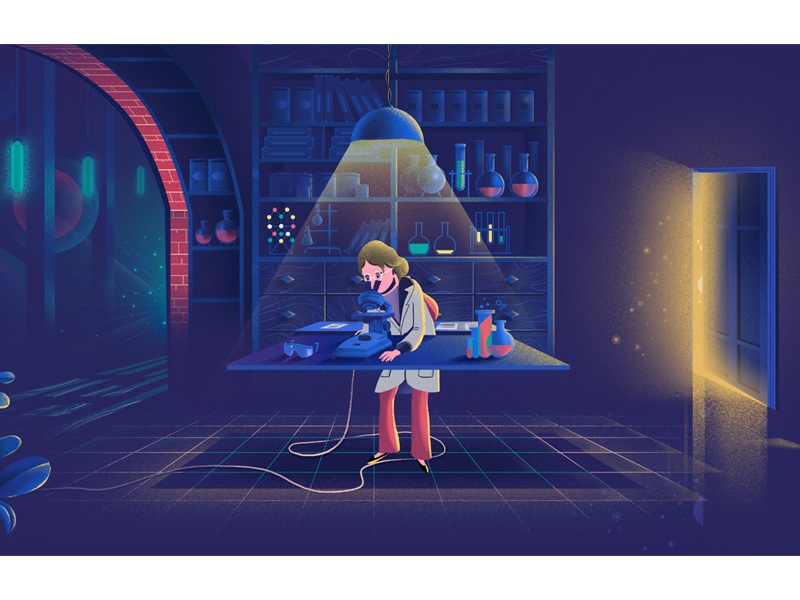 Chemist lab chemist woman color line graphic doodle landscape work hom.jpg