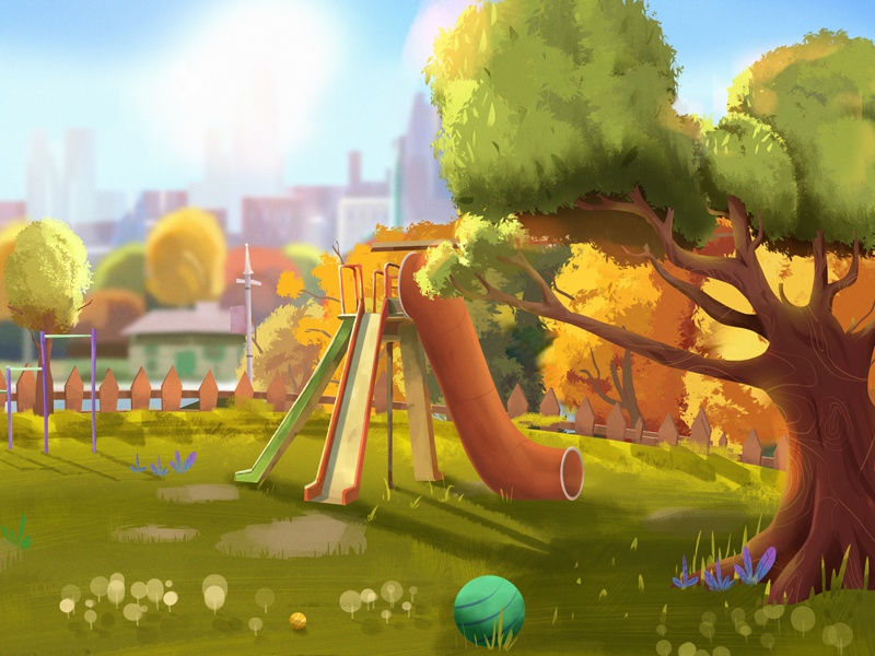 Child Park Scene street house tree paint color landscape environment j.jpg