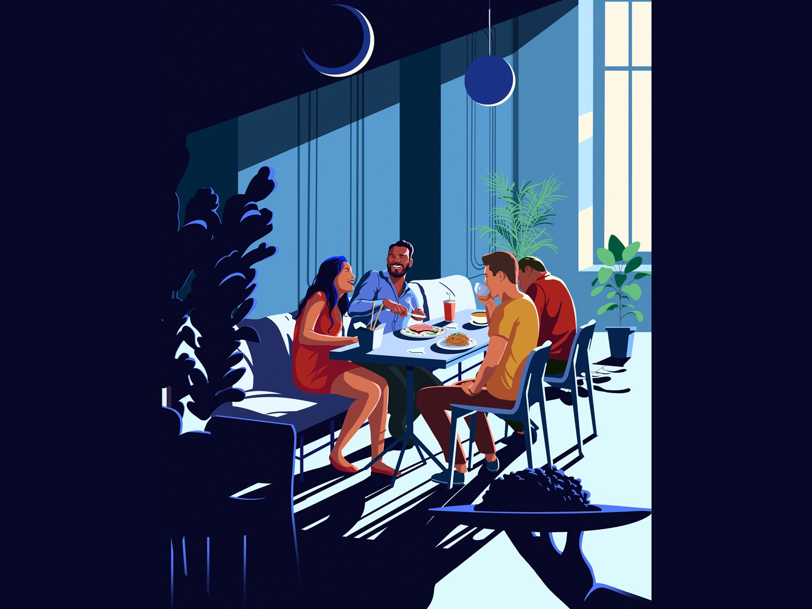 Dinner character design work fun friends dinner.webp