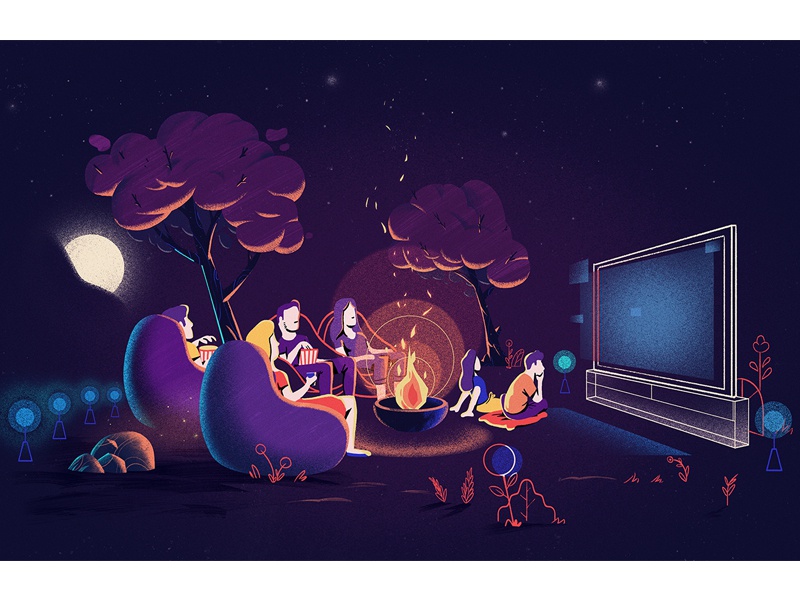 Open air cinema nature stone color line graphic doodle landscape tree.jpg