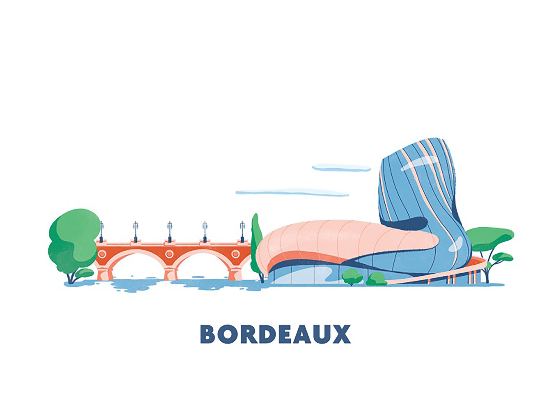 City icon blue orange museum bridge travel tourism floating isolated w.jpg