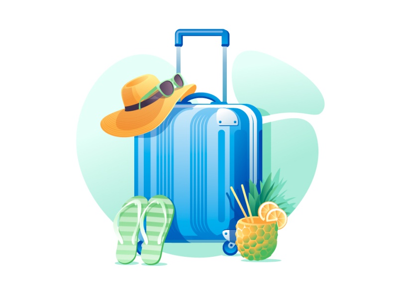 Beach travel objects beach sun orange cocktails tropick flight suitcas.jpg