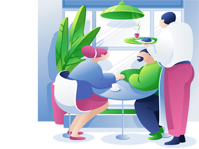 Restaurant restaurant couple vector illustration design character.png