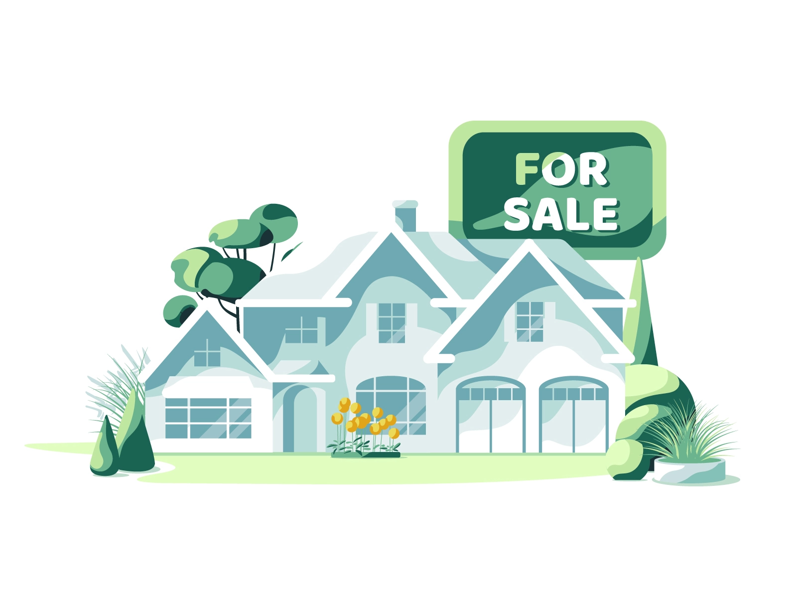 Real estate for sale residence bushes trees flowers blueprint gardens.webp