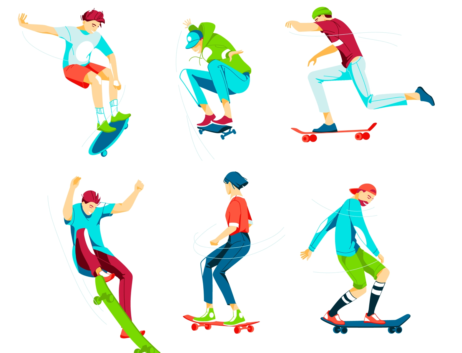 skateboarders skateboards skate street sport colorfull dynamic charact.webp