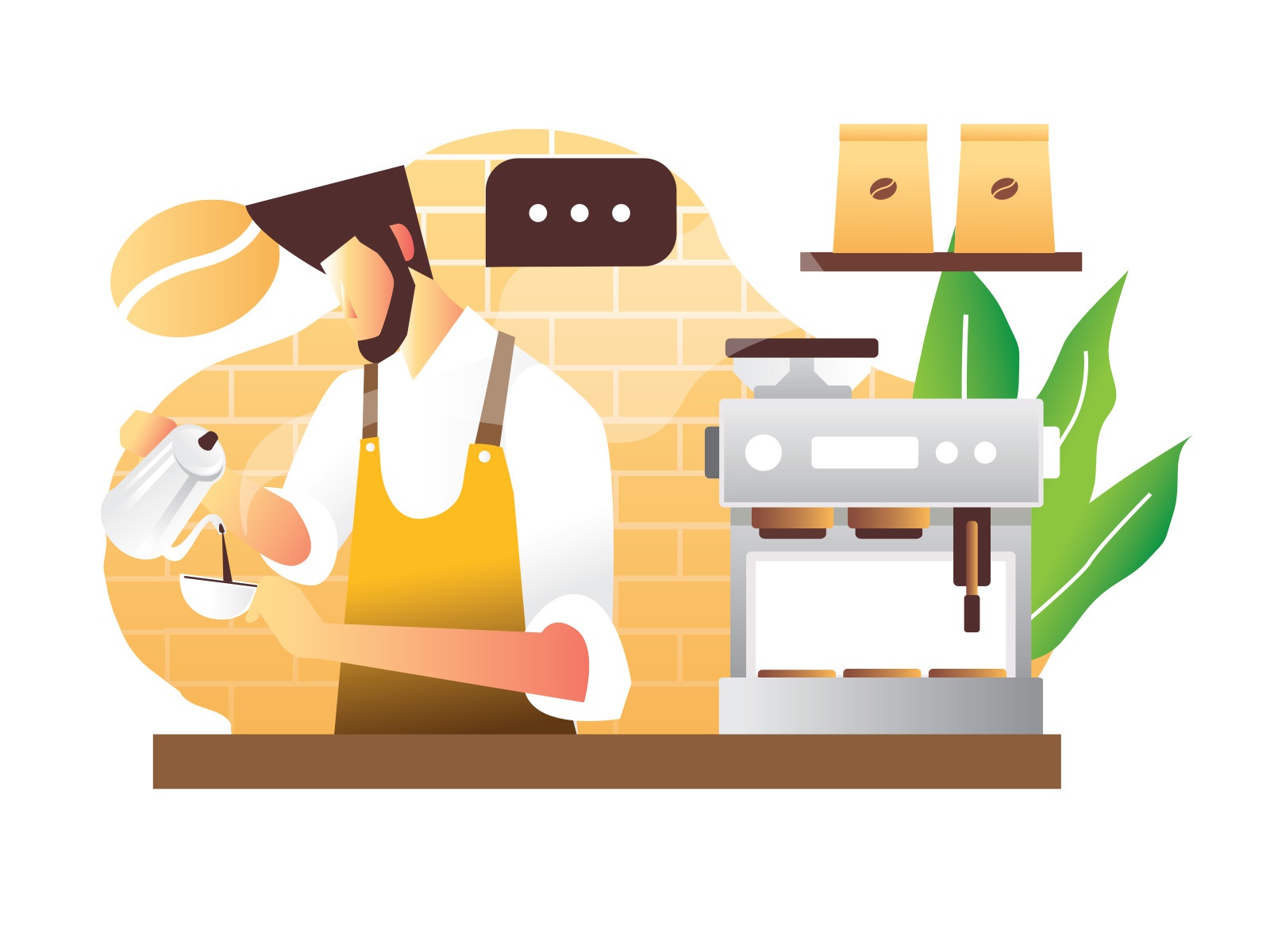 Barista Coffeemaker Illustration cartooning cartoon character design c.jpg