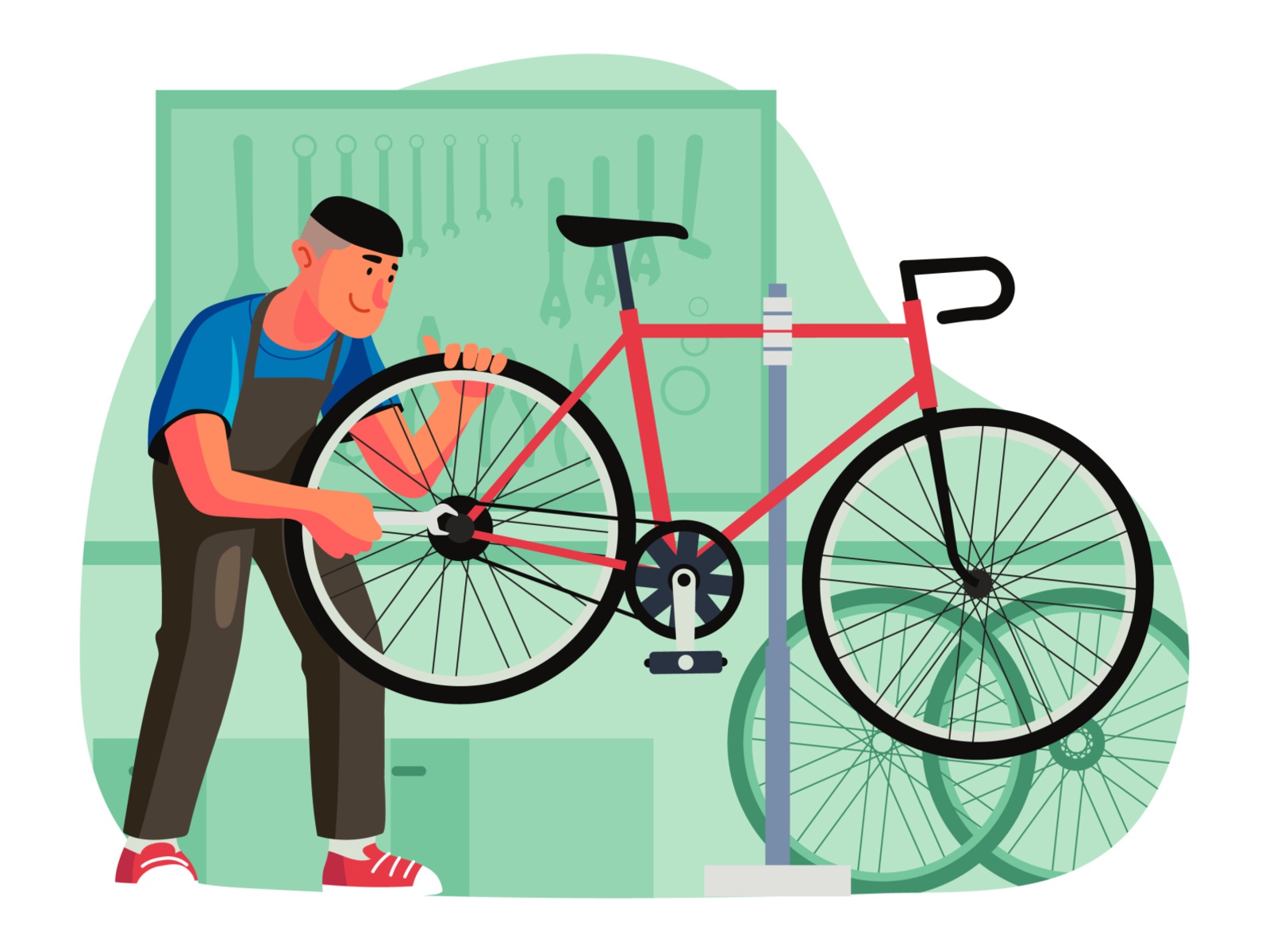 Bicycle Mechanic Illustration cartooning cartoon character design char.jpg