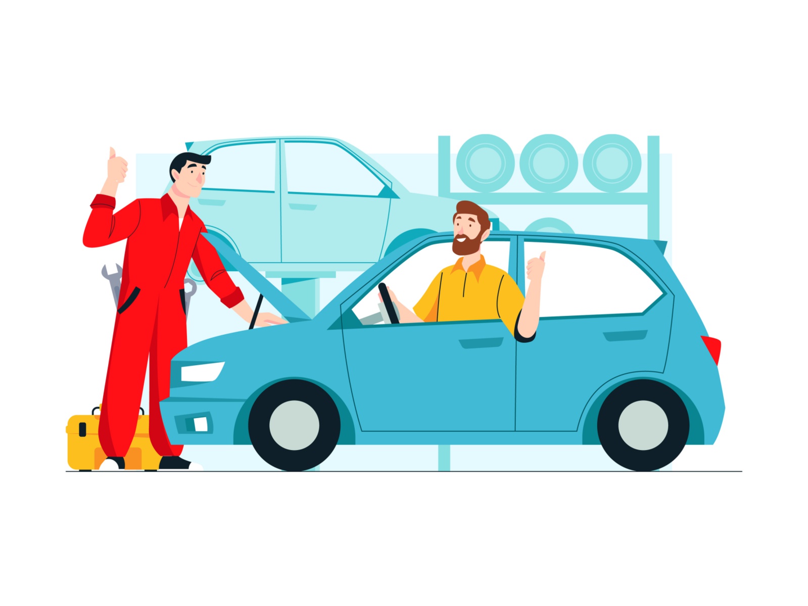 Car Fixing Illustration cartooning cartoon character design character.jpg