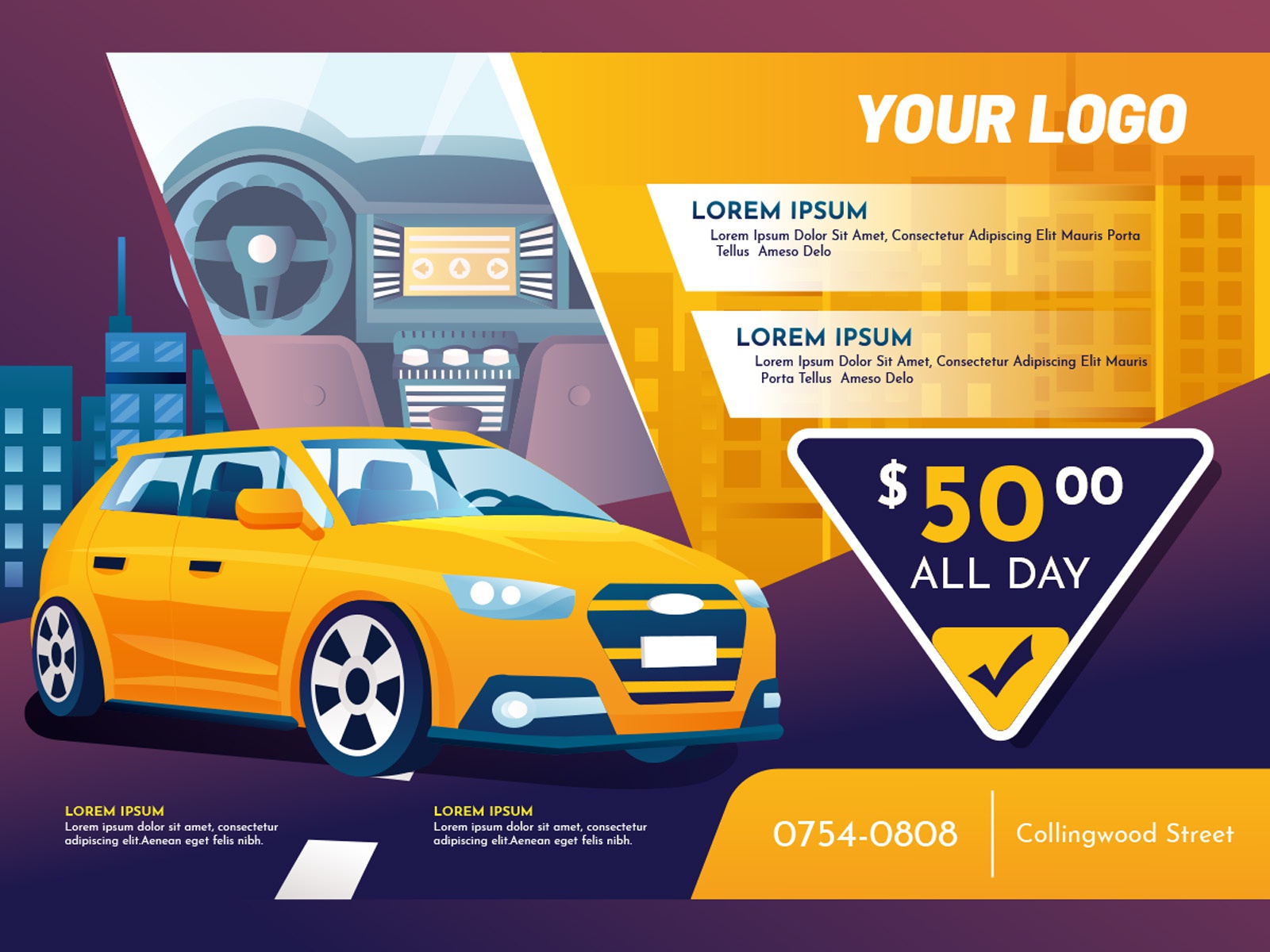 Car Rental Poster design cartoon vector vector design freebie illustra.jpg