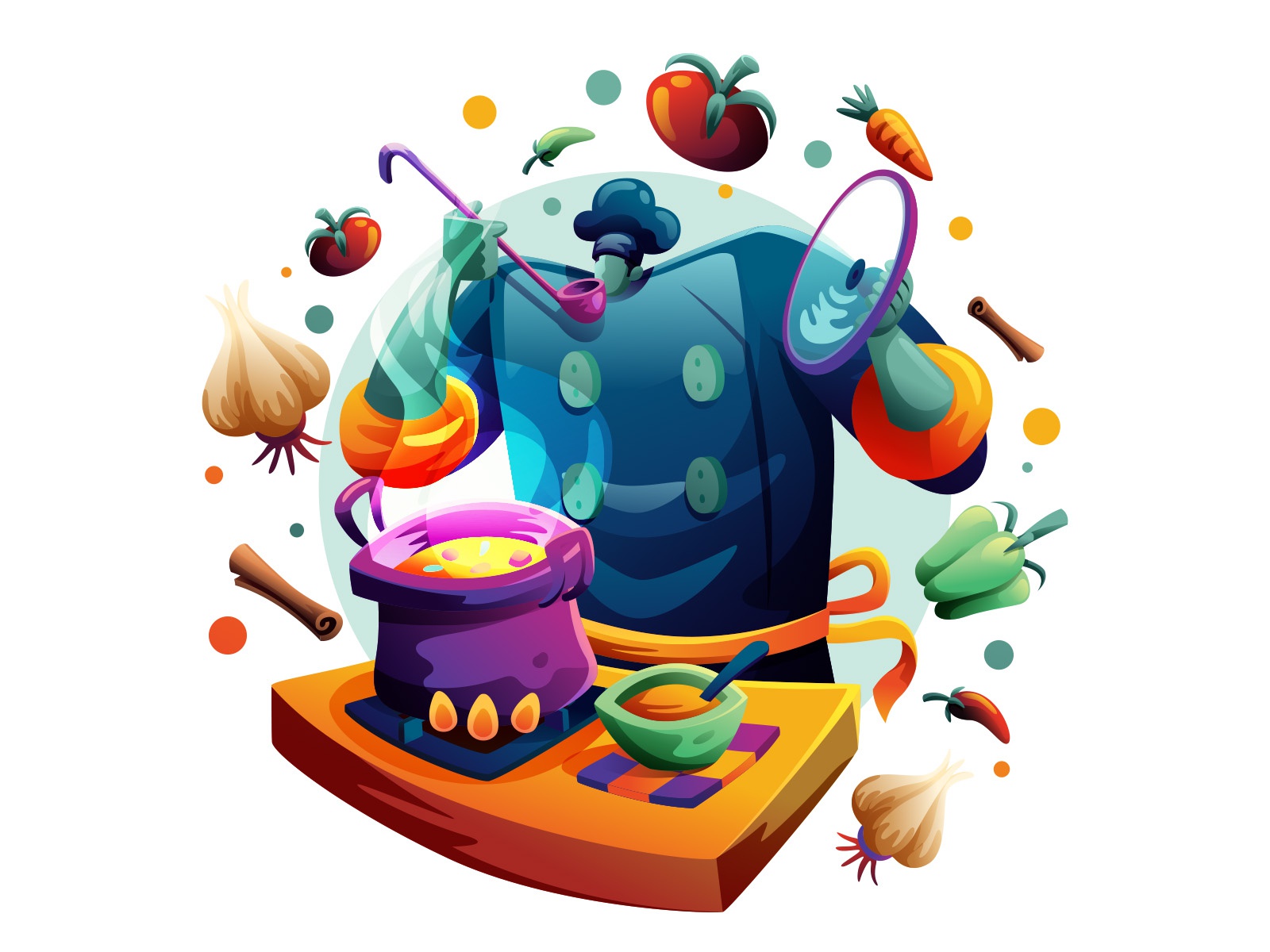 Chef Cooking Soup Illustration cartooning cartoon character design cha.jpg
