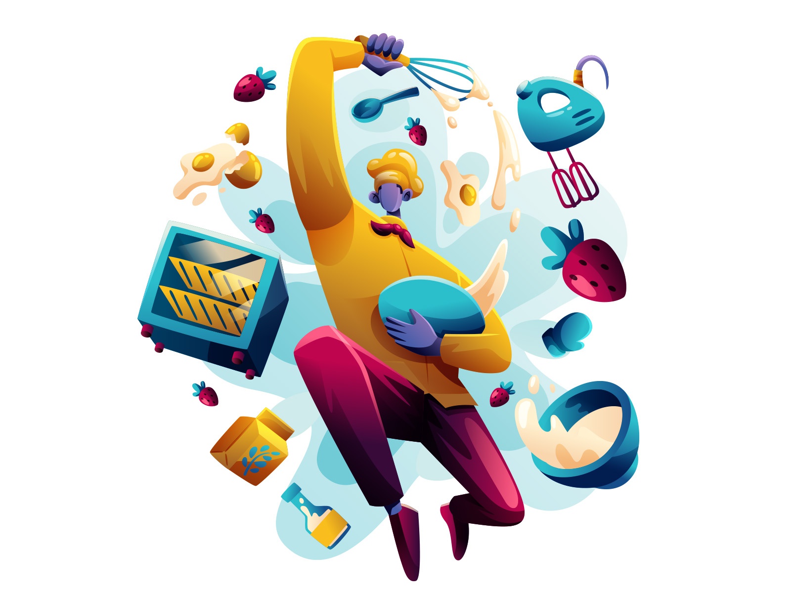 Chef Making A Cake Illustration cartooning cartoon character design ch.jpg