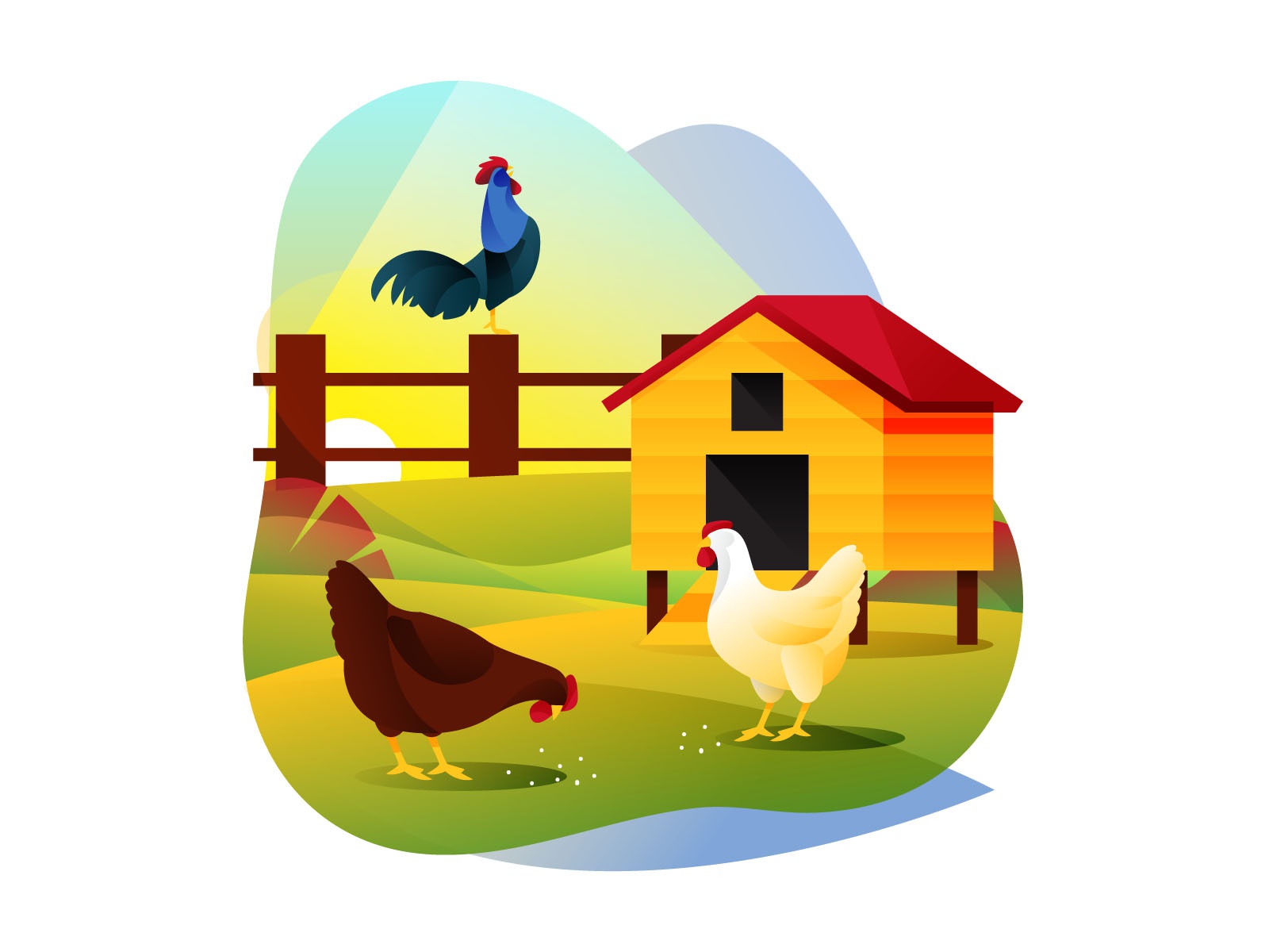 Chicken Farm Illustration cartooning cartoon pattern design pattern il.jpg