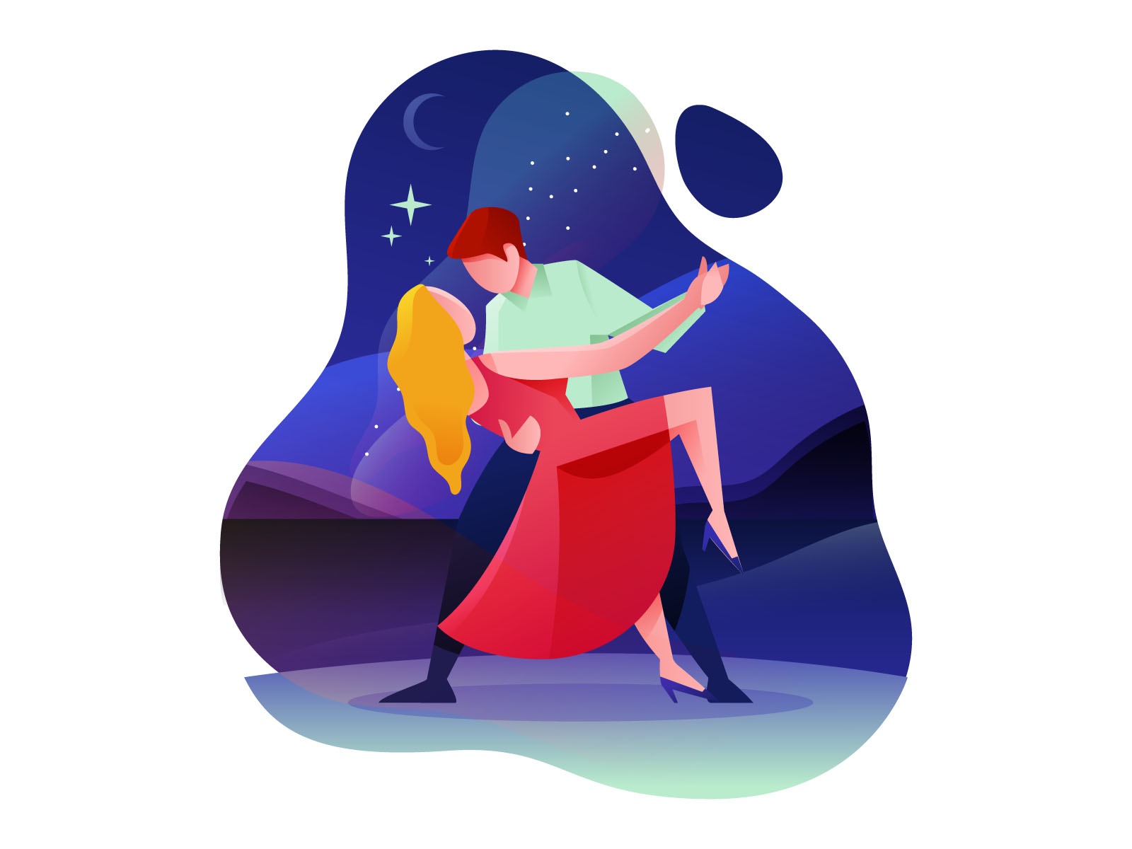 Dance At Night Illustration cartooning cartoon pattern design pattern.jpg