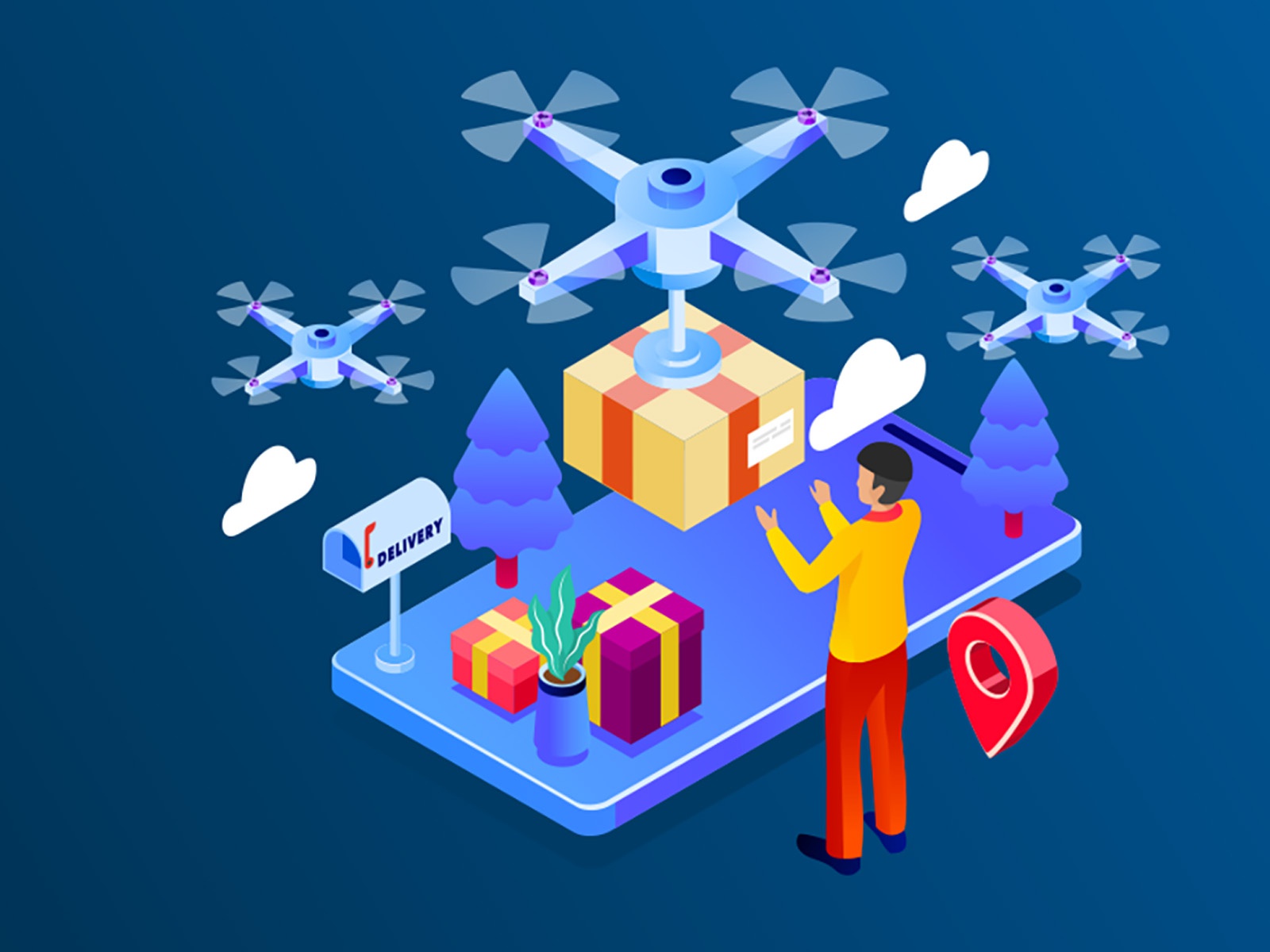 Drone Shipping Illustration design cartoon vector vector design illust.jpg