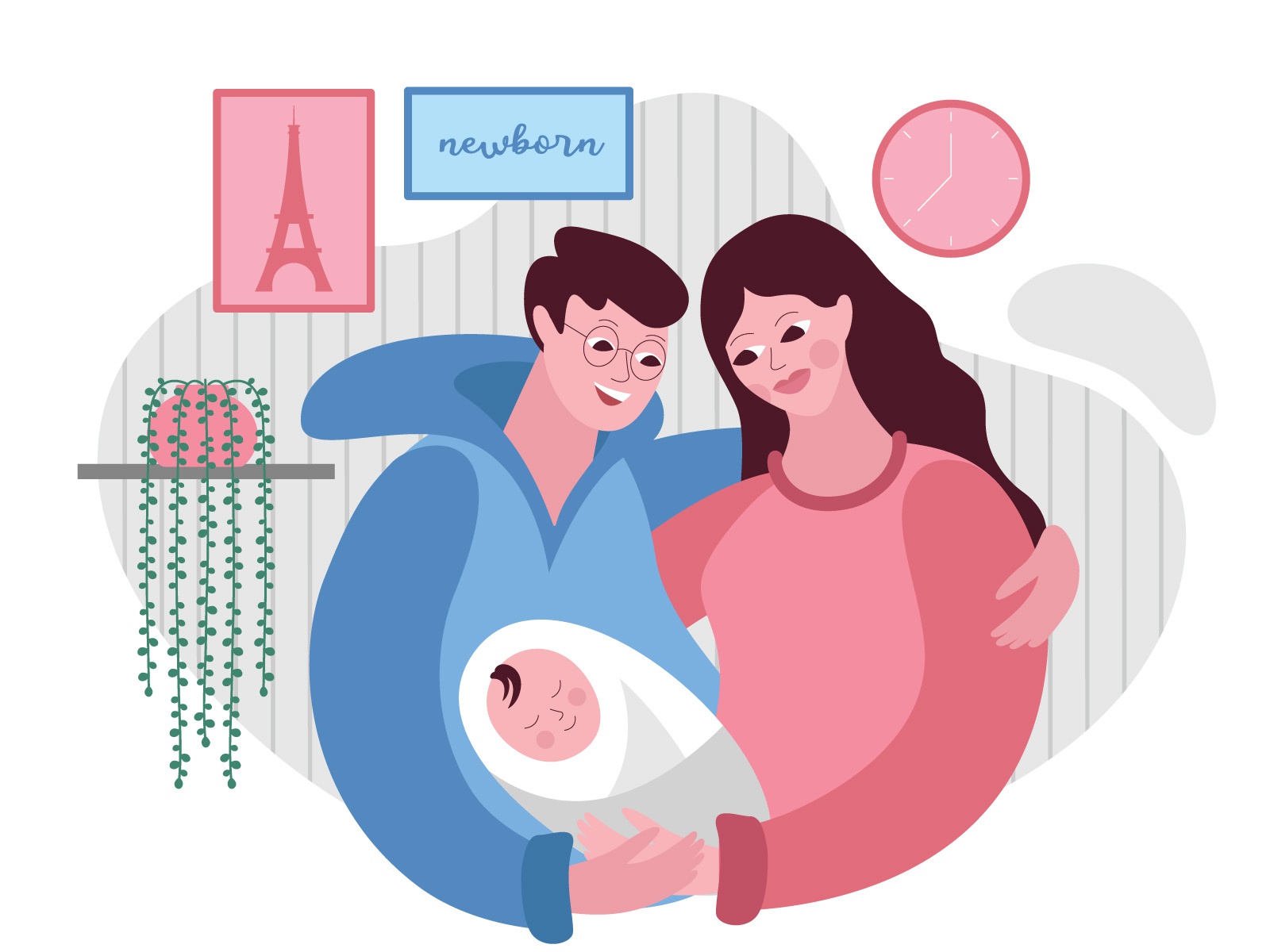 Family Newborn Baby Illustration cartooning cartoon character design c.jpg