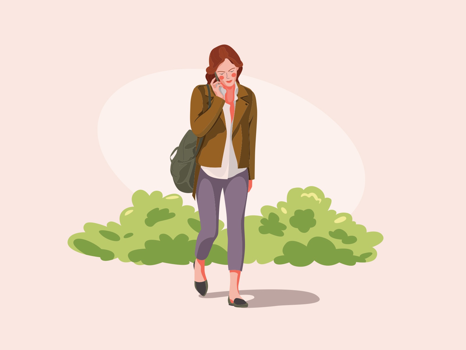 Girl on the phone Illustration cartooning cartoon character design cha.jpg