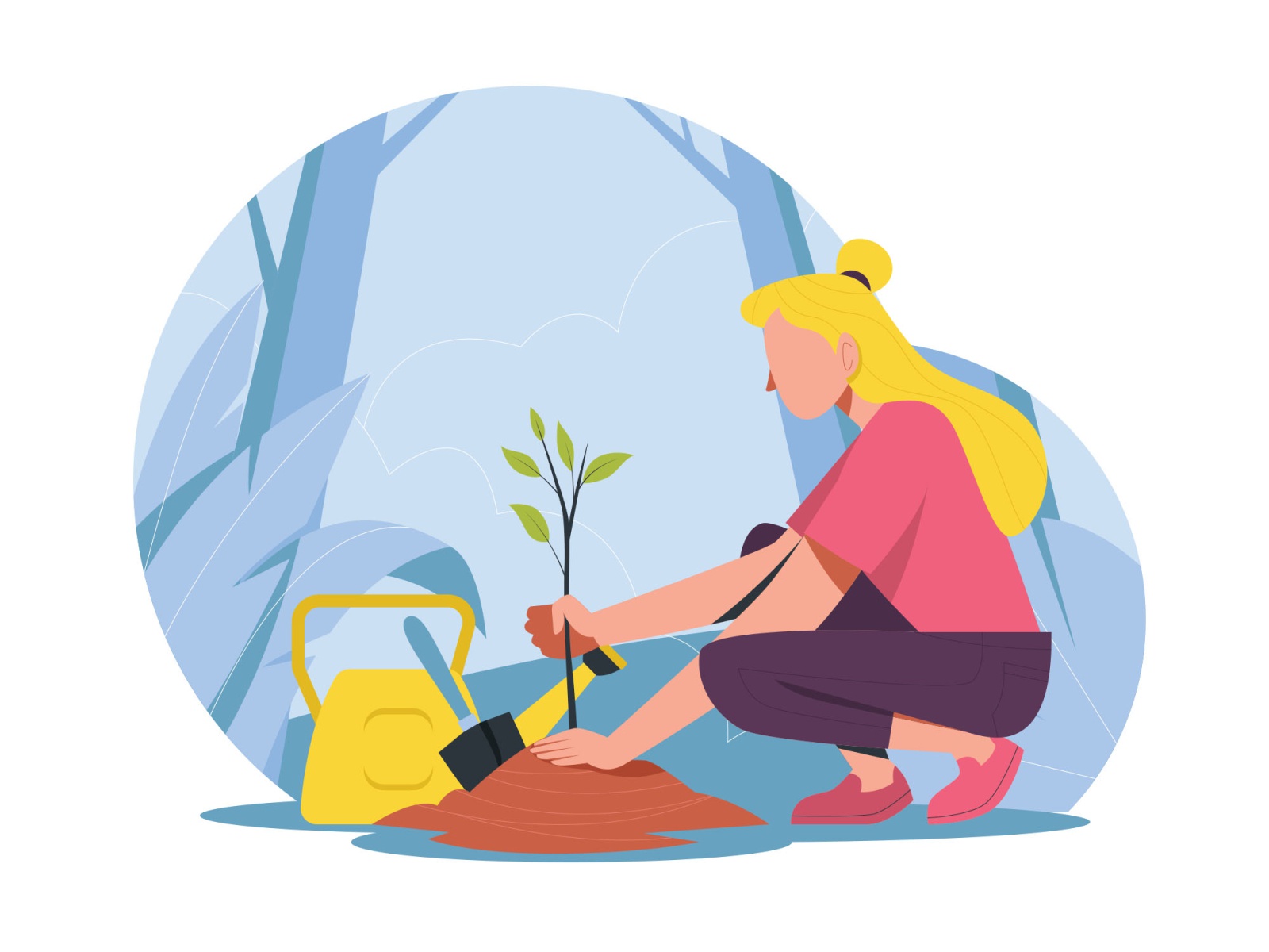 Girl Planting a Tree Illustration template psd vector illustration ai.jpg