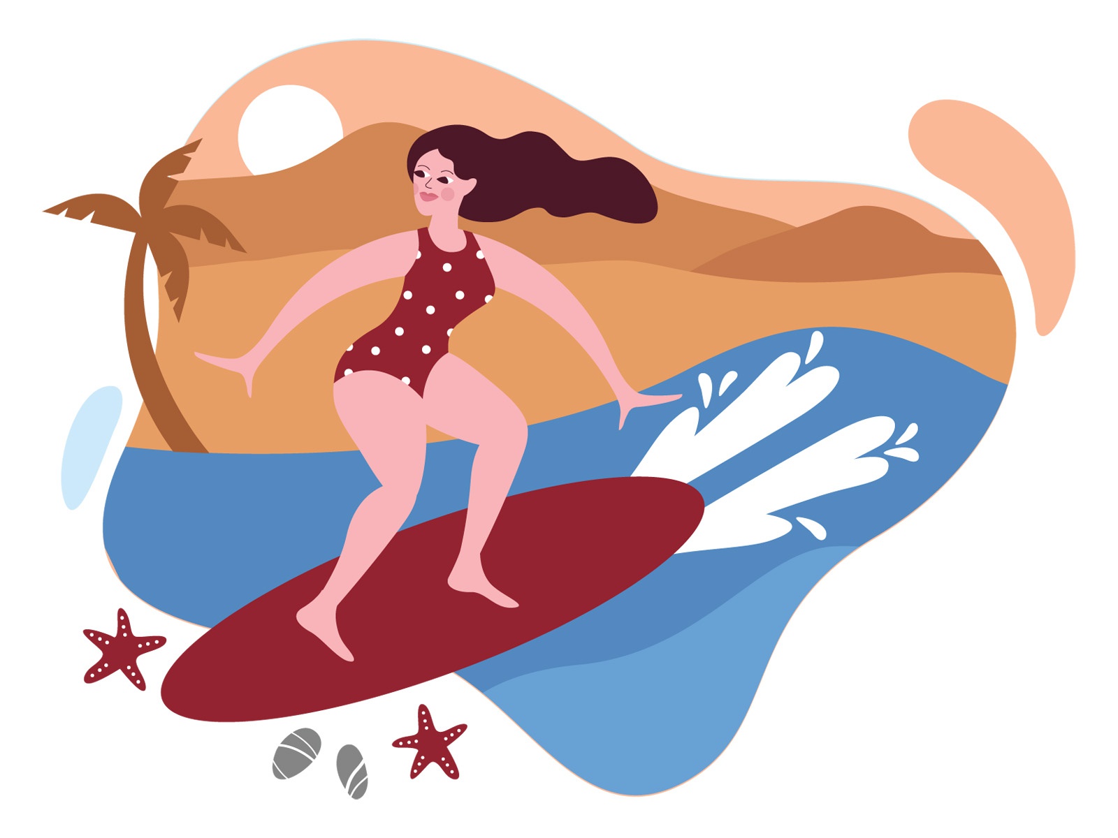 Girl surfing illustration cartooning cartoon character design characte.jpg