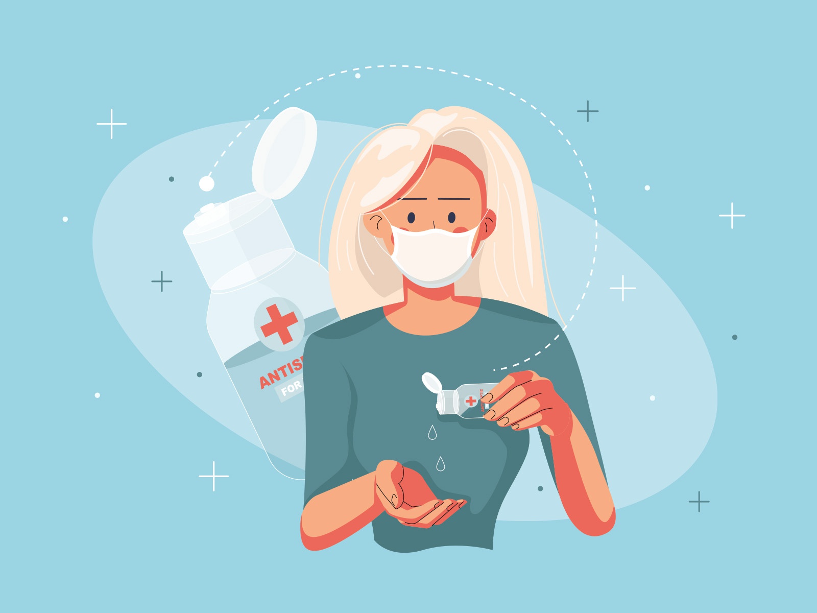 Girl using Antiseptic Illustration cartooning cartoon character design.jpg