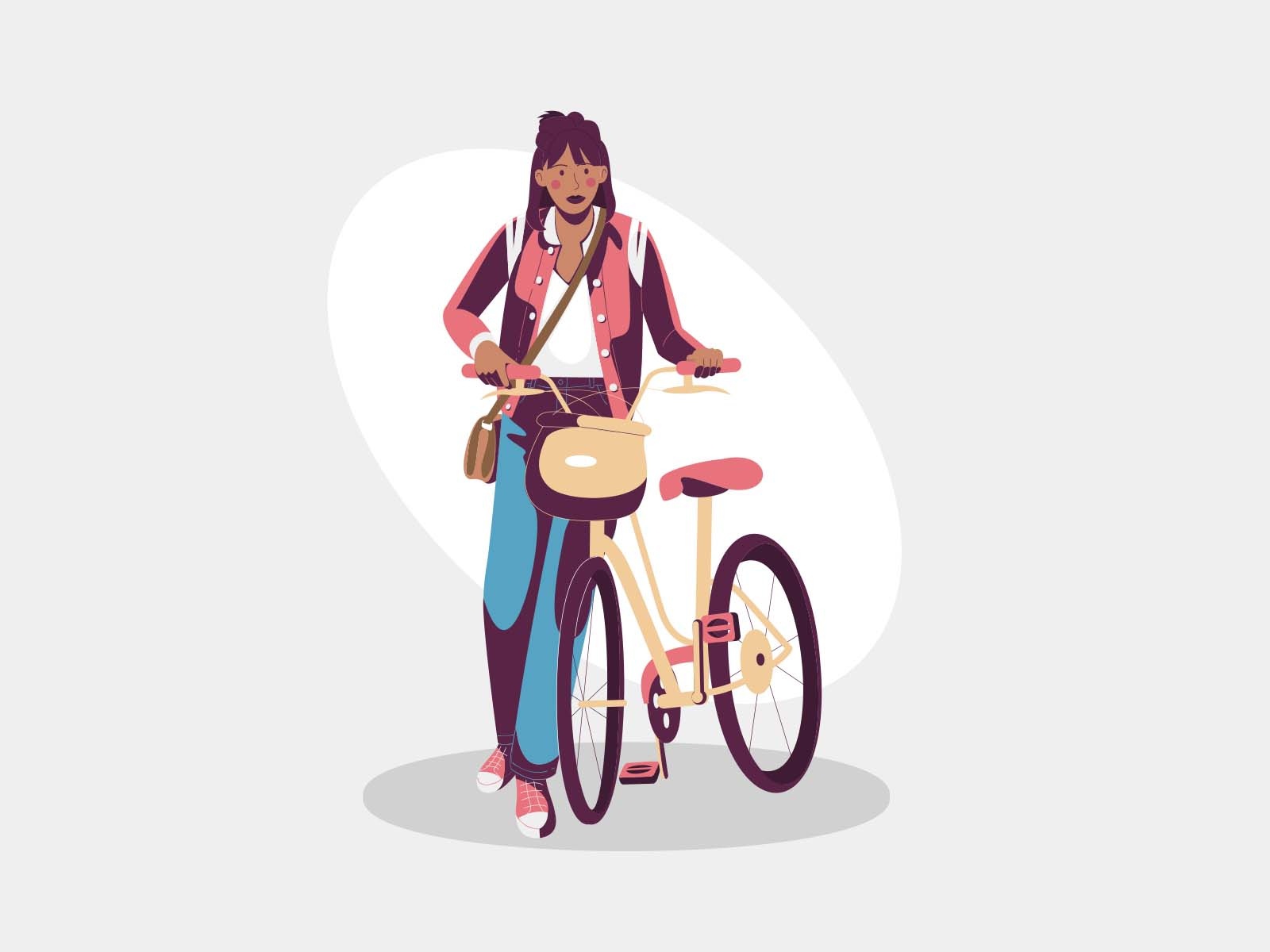 Girl with bike illustration cartooning cartoon character design charac.jpg