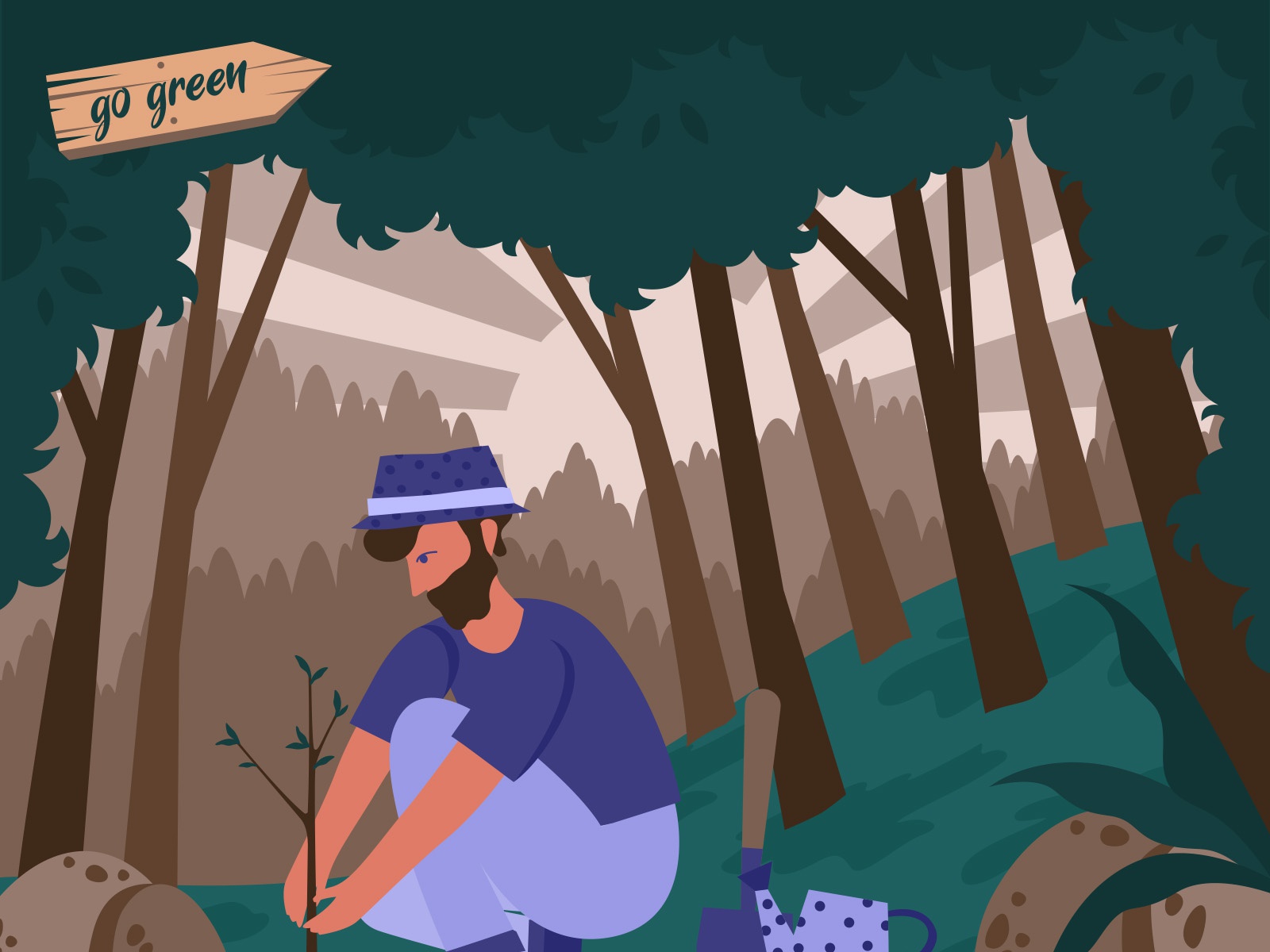 Go green illustration 03 green nature earth day earth cartooning carto.jpg