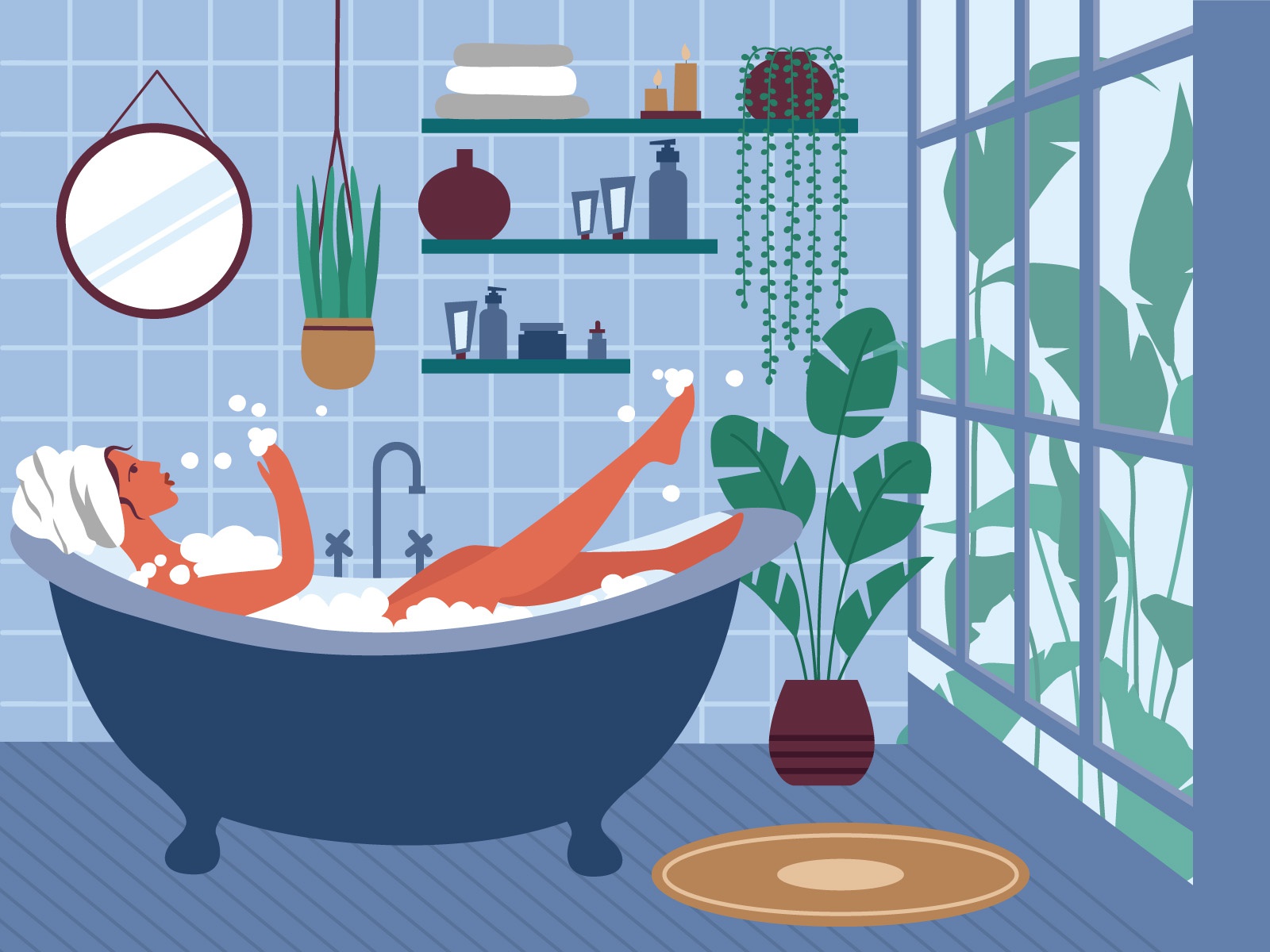 Having a bath illustration cartooning cartoon character design charact.jpg