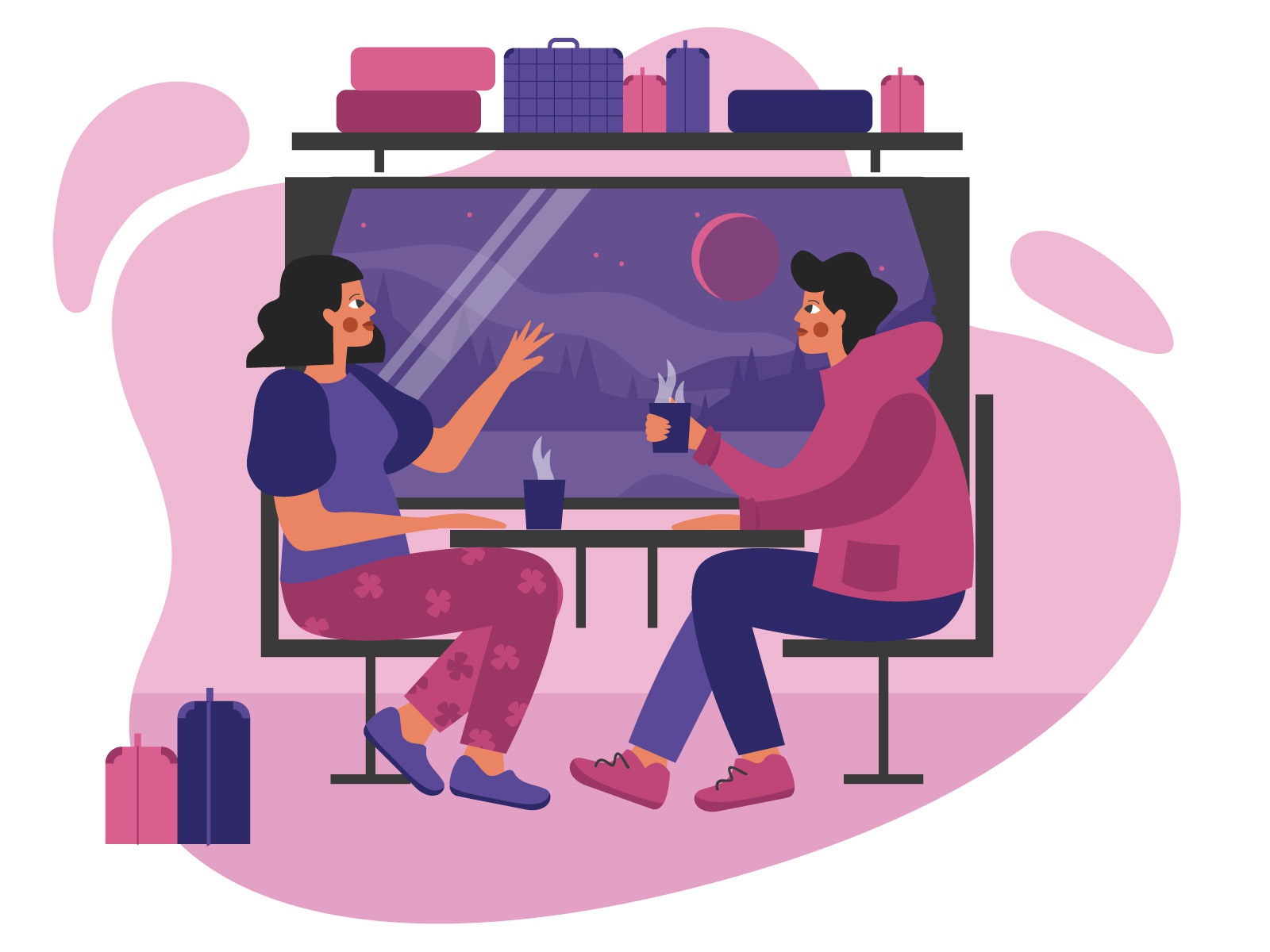 Having Coffee illustration cartooning cartoon character design charact.jpg