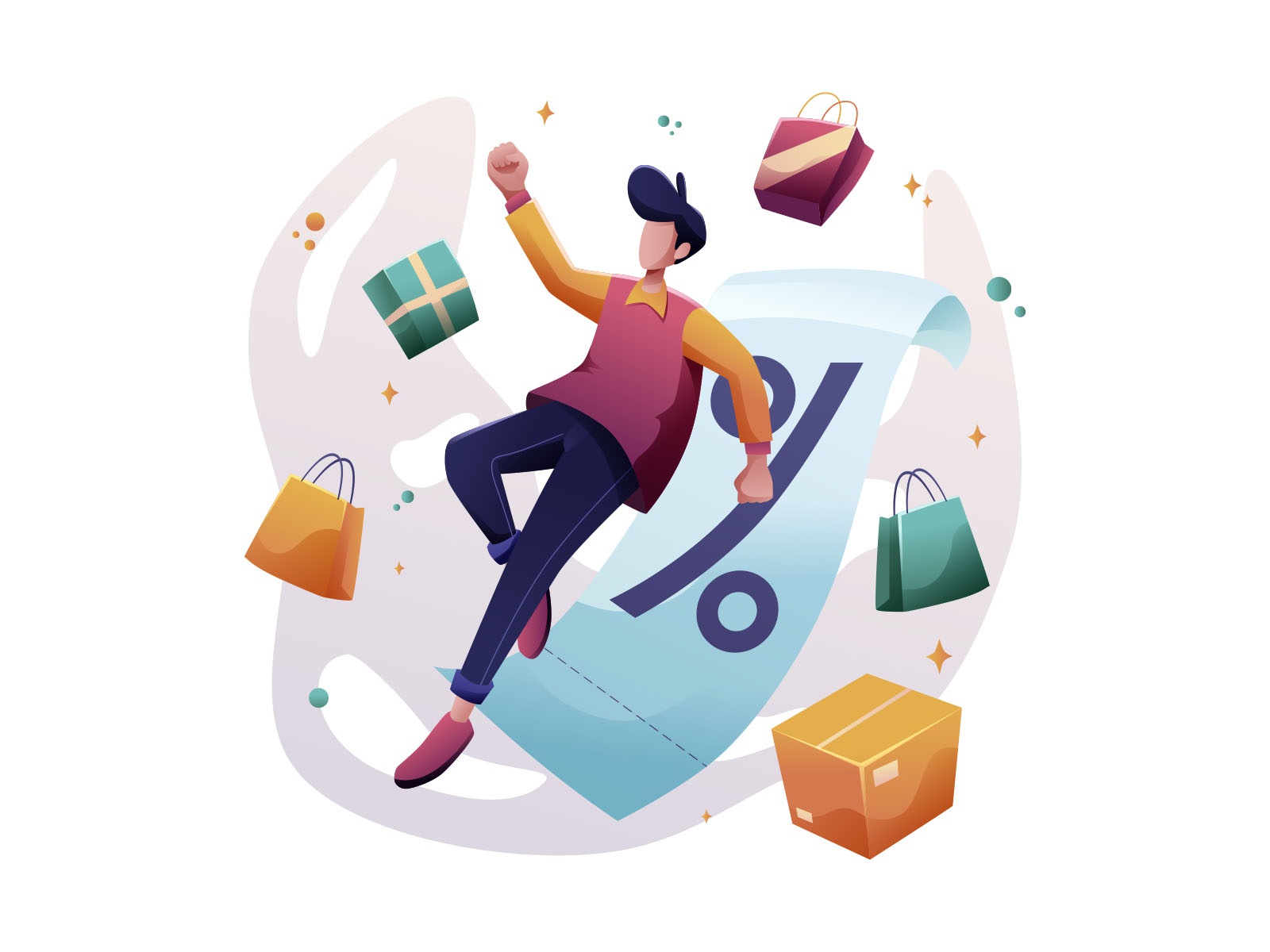 Man Discount Shopping design cartoon vector vector design illustrator.jpg
