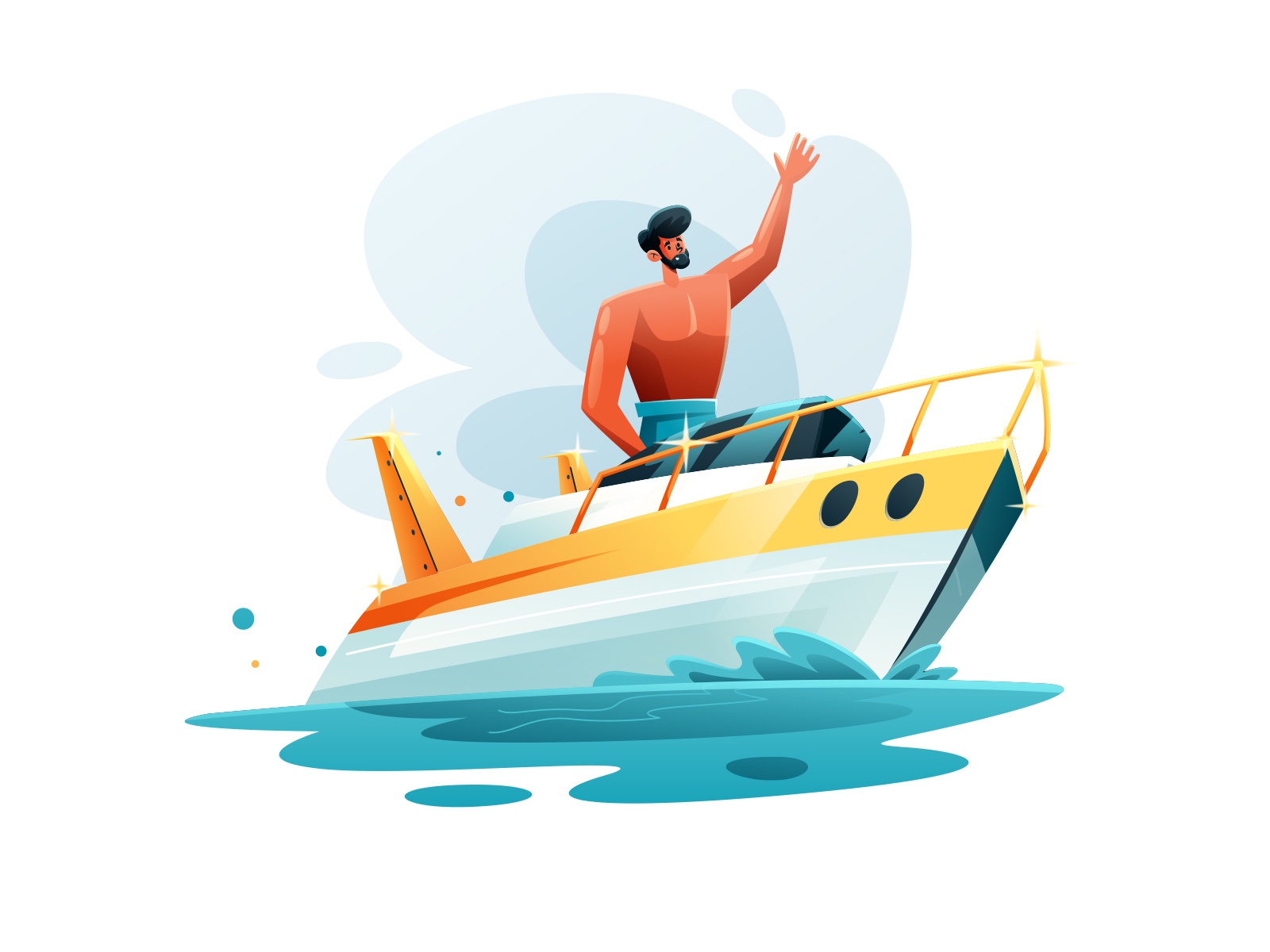 Man Sailing A Speed Boat Illustration cartooning cartoon character des.jpg