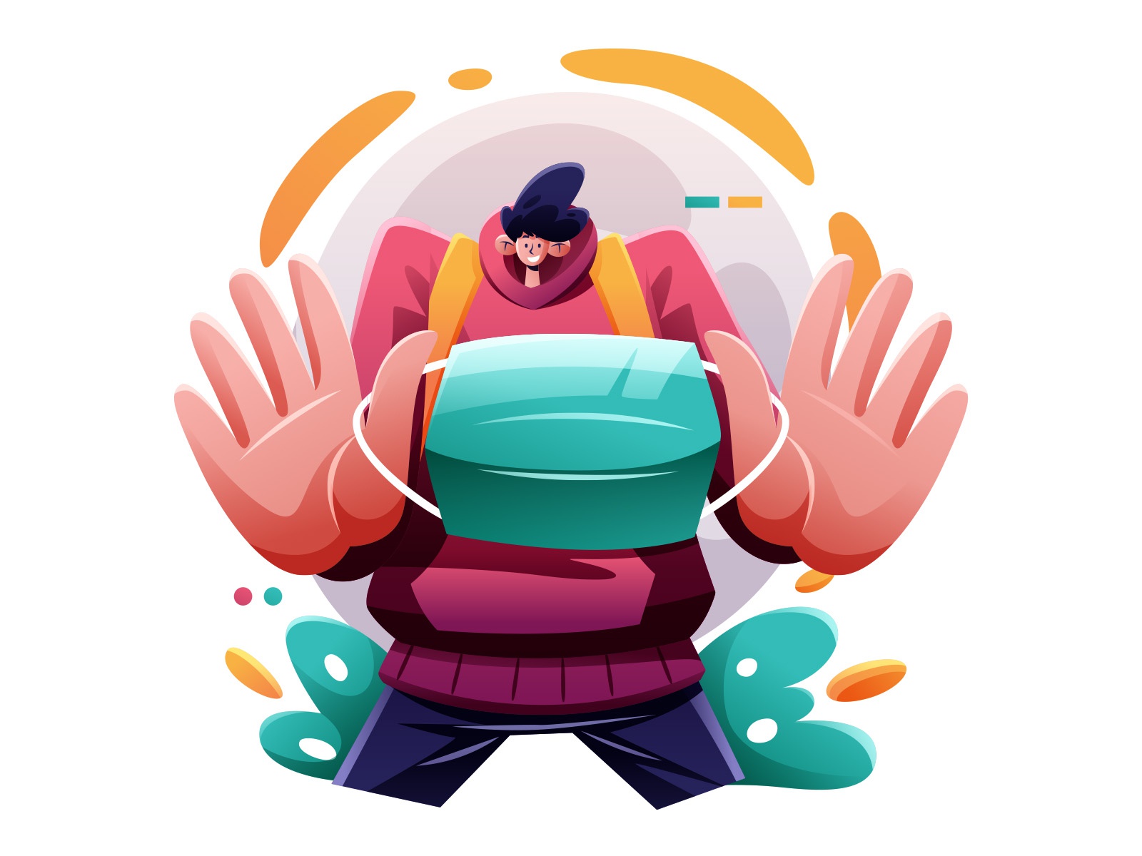 Man Wearing Mask Illustration cartooning cartoon character design char.jpg